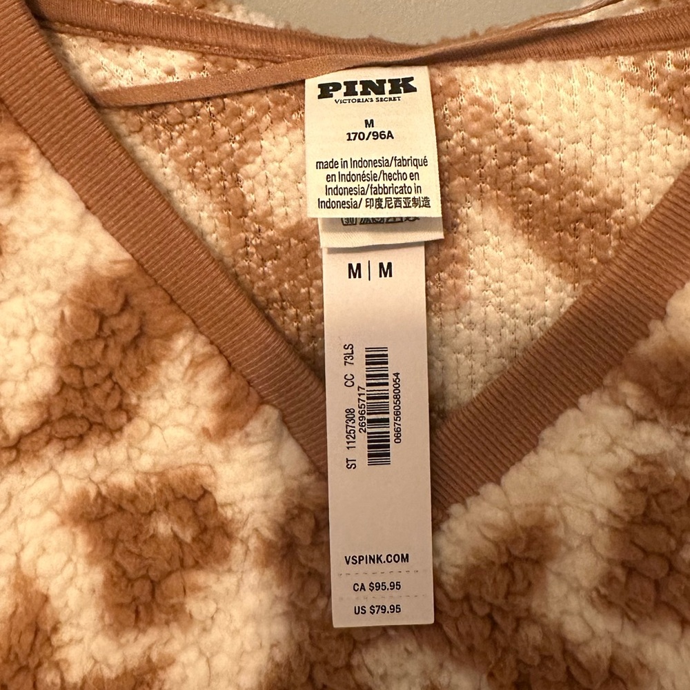PINK Victoria's Secret Tan and Cream V-Neck Sweater - Picture 3 of 3
